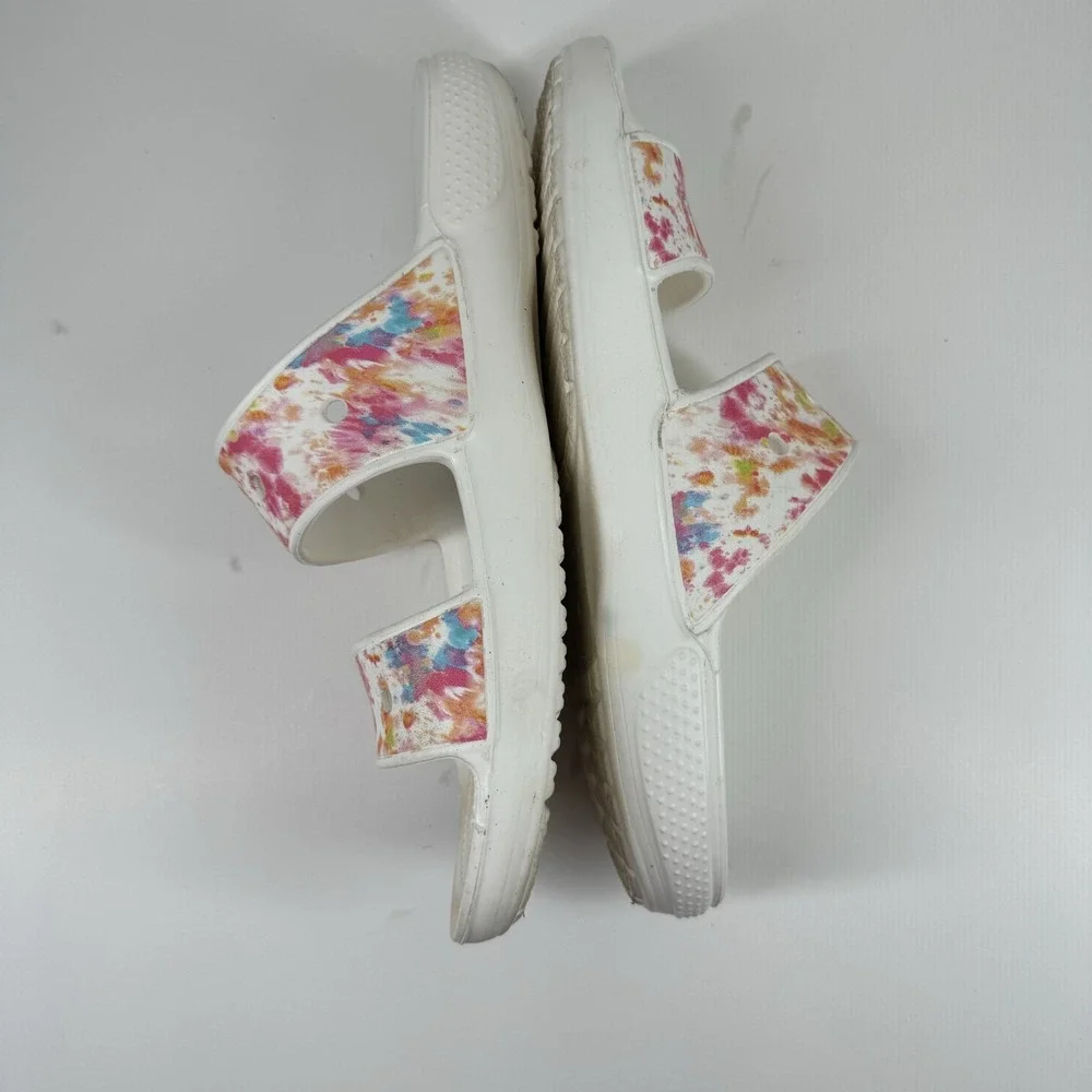 Crocs Classic Tie-Dye Graphic Men's US 12 Multi/White Summer Slip-On Sandals